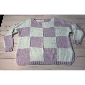 Pink Lily Oversized Checkered Sweater Size Small‎ Chunky Funky